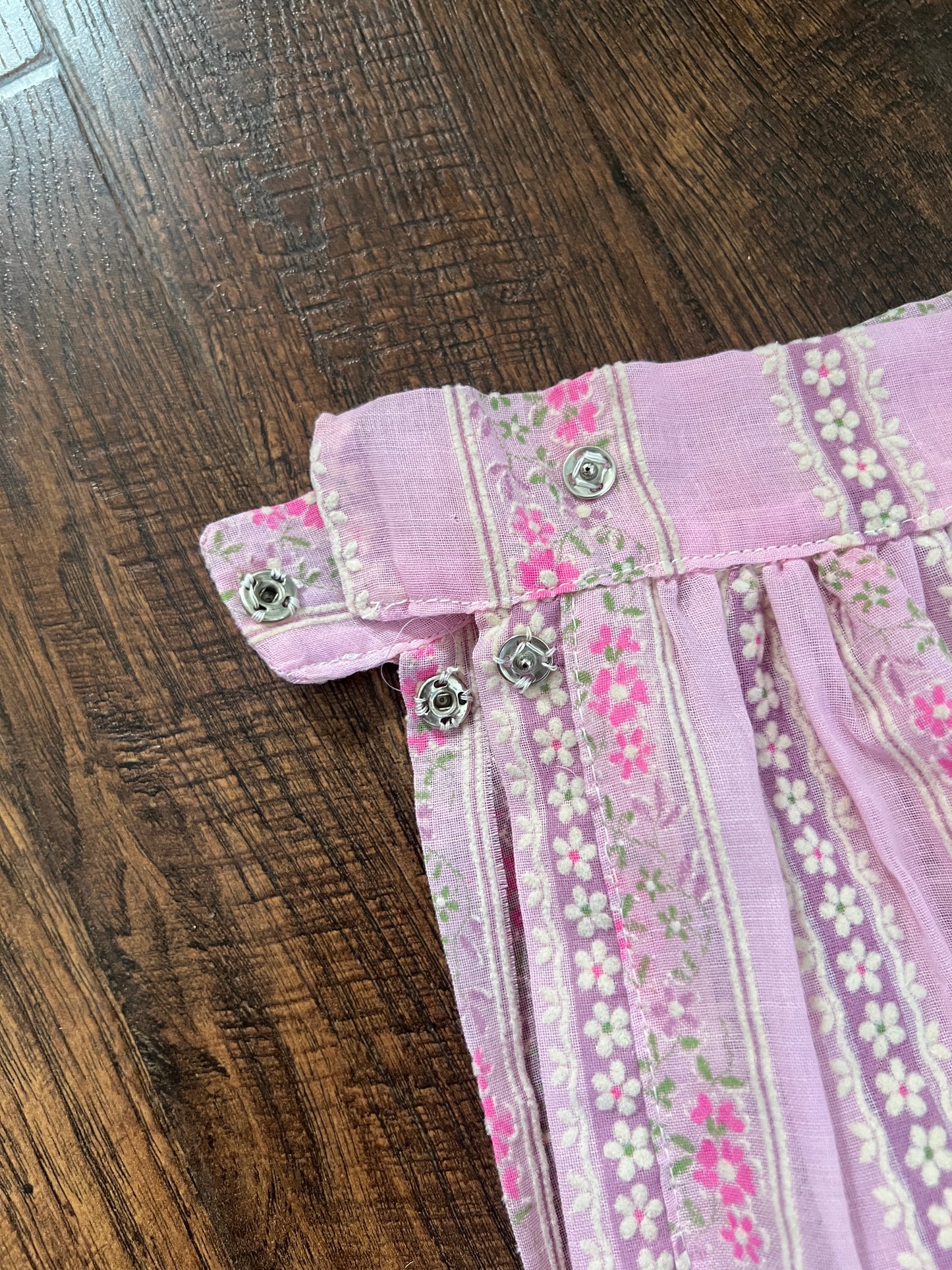 Vintage Circle Skirt - Pink Floral Stripe Semi Sheer Midi - Small