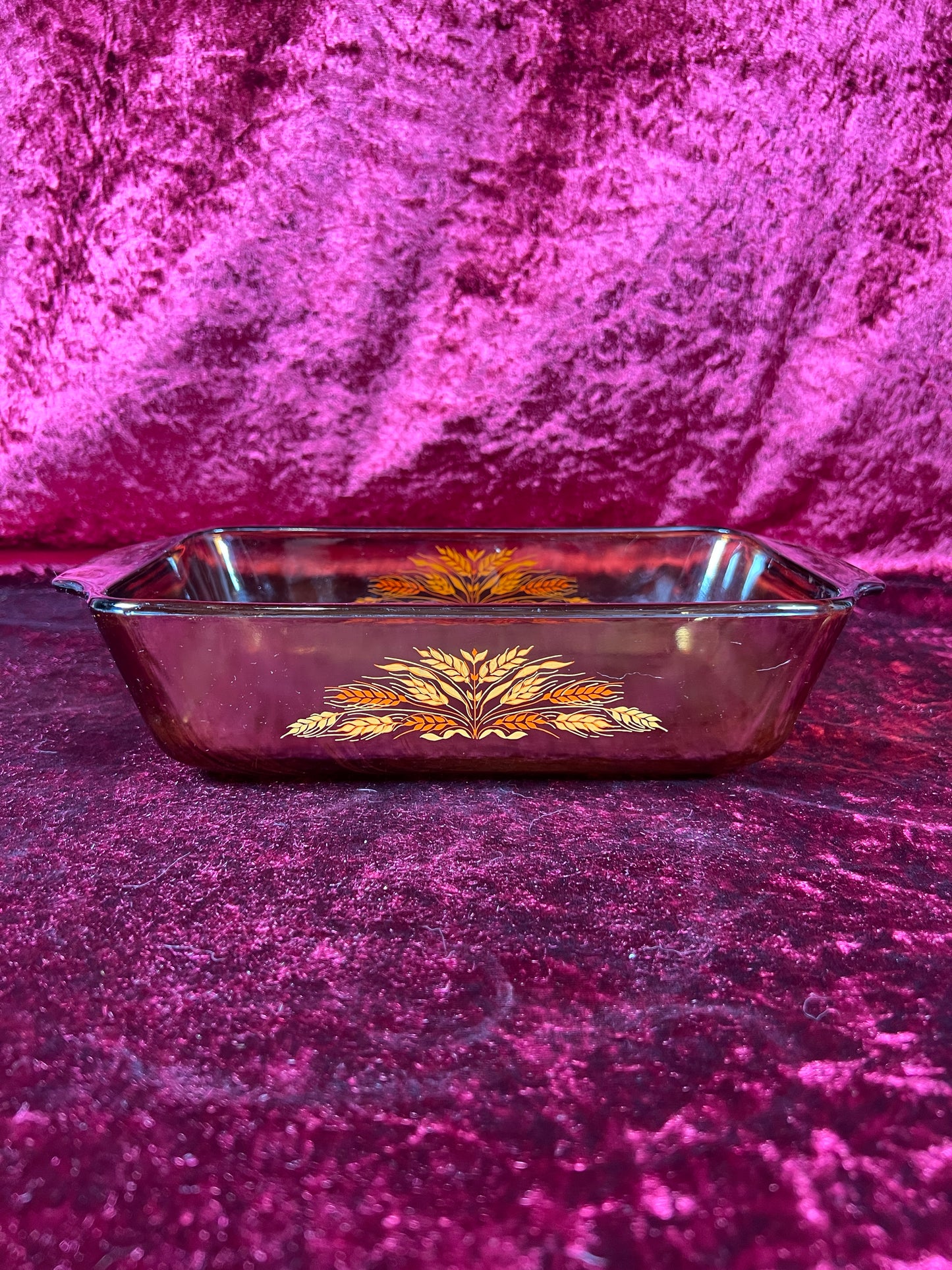 Vintage Kitchen - Casserole Pan - Harvest Pattern - Brown Glass - Anchor Hocking