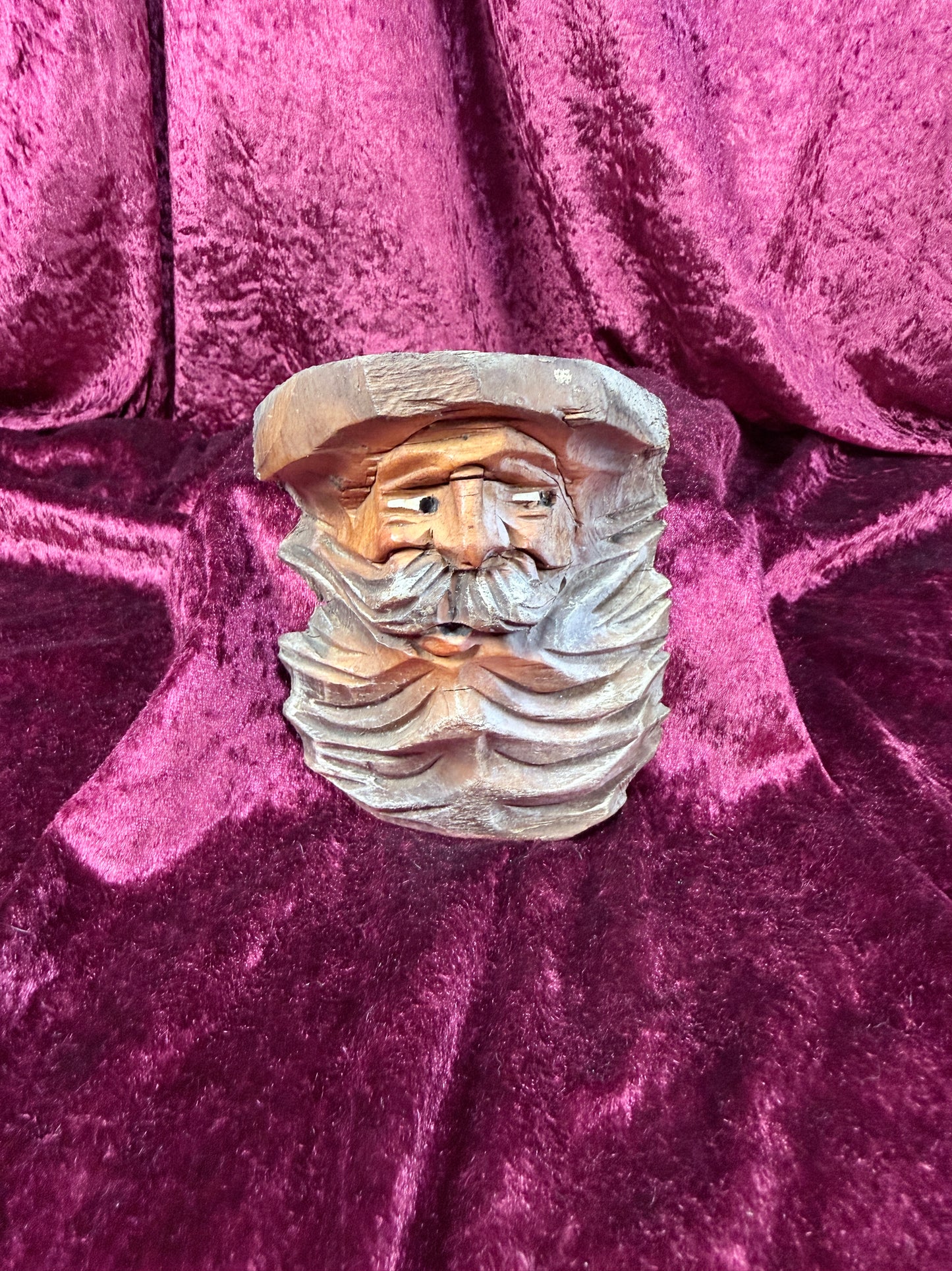 Vintage Carved Wood Taper Candle Holder – Bearded Woodsman Folk Art