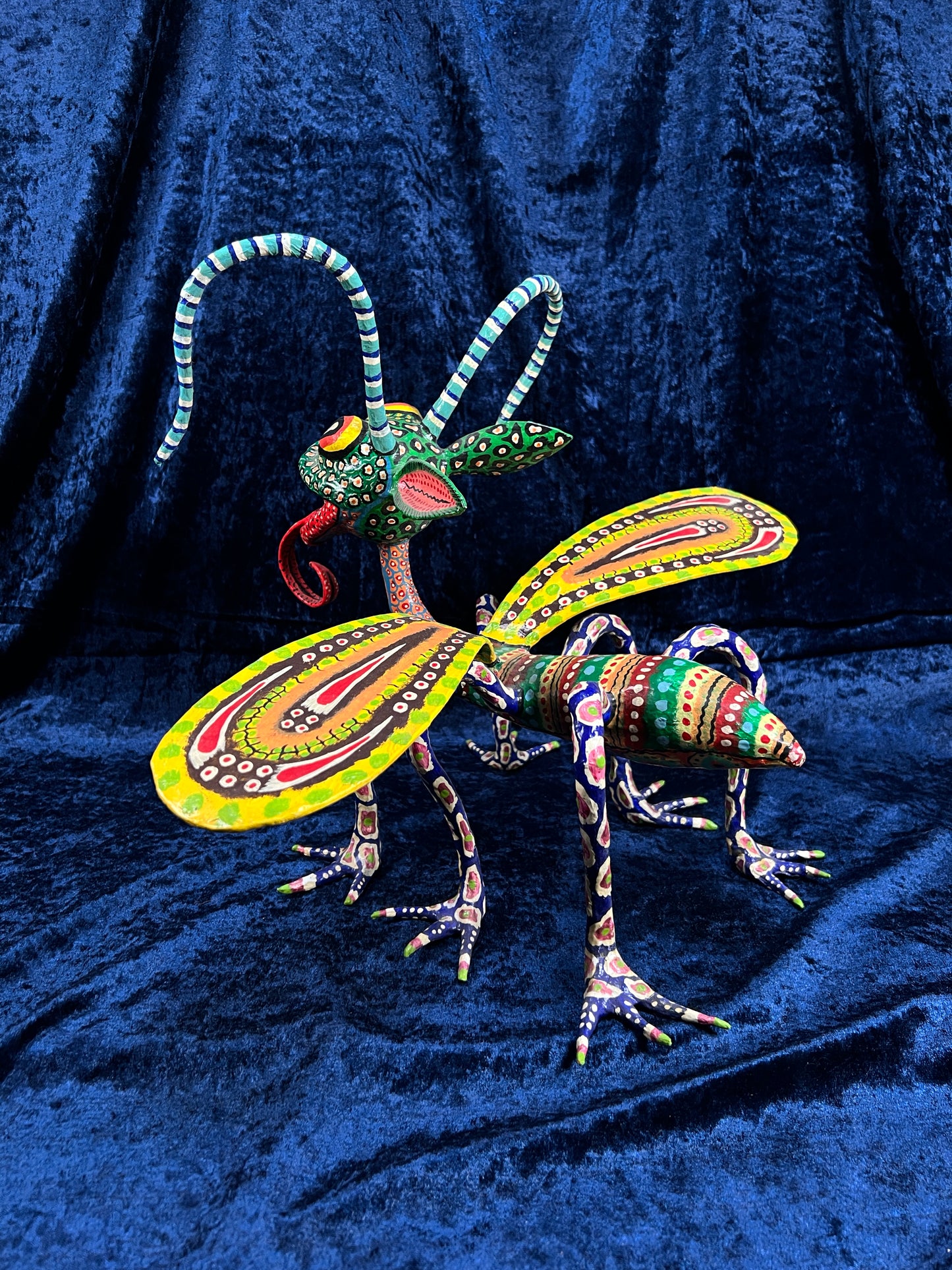 Vintage Paper Mache Alebrije Sculpture – Fantastical Winged Lizard Folk Art