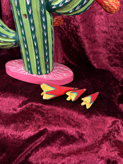 Vintage Wood Alebrije Flowering Saguaro Cactus – Hand Painted Mexican Folk Art - Ignacio Ojeda
