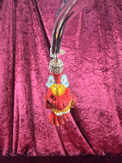 Vintage Christmas - Handblown Glass Ornament - Red Macaw Parrot - Poland - 3.5"
