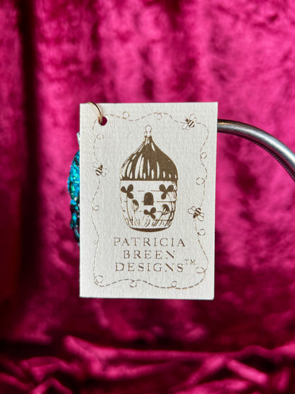 Vintage Christmas - Handblown Glass Ornament - Cleopatra's Scarab - Blue and Green - Patricia Breen