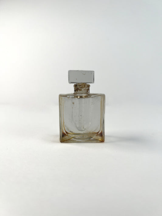 Vintage Miniature Glass Perfume Bottle - U-Shape - Stemmed Stopper