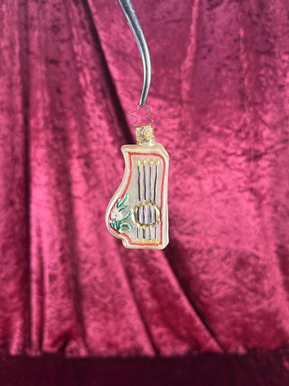 Vintage Christmas - Handblown Glass Ornament - Lyre Music Instrument - Inge Glas - Germany