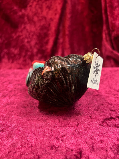 Vintage Christmas - Handblown Glass Ornament - Mandrill Head - Slavic Treasures - Made In Poland