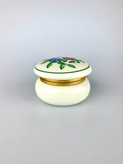 Vintage Partylite Round Floral Ceramic Trinket Box with Hinged Lid