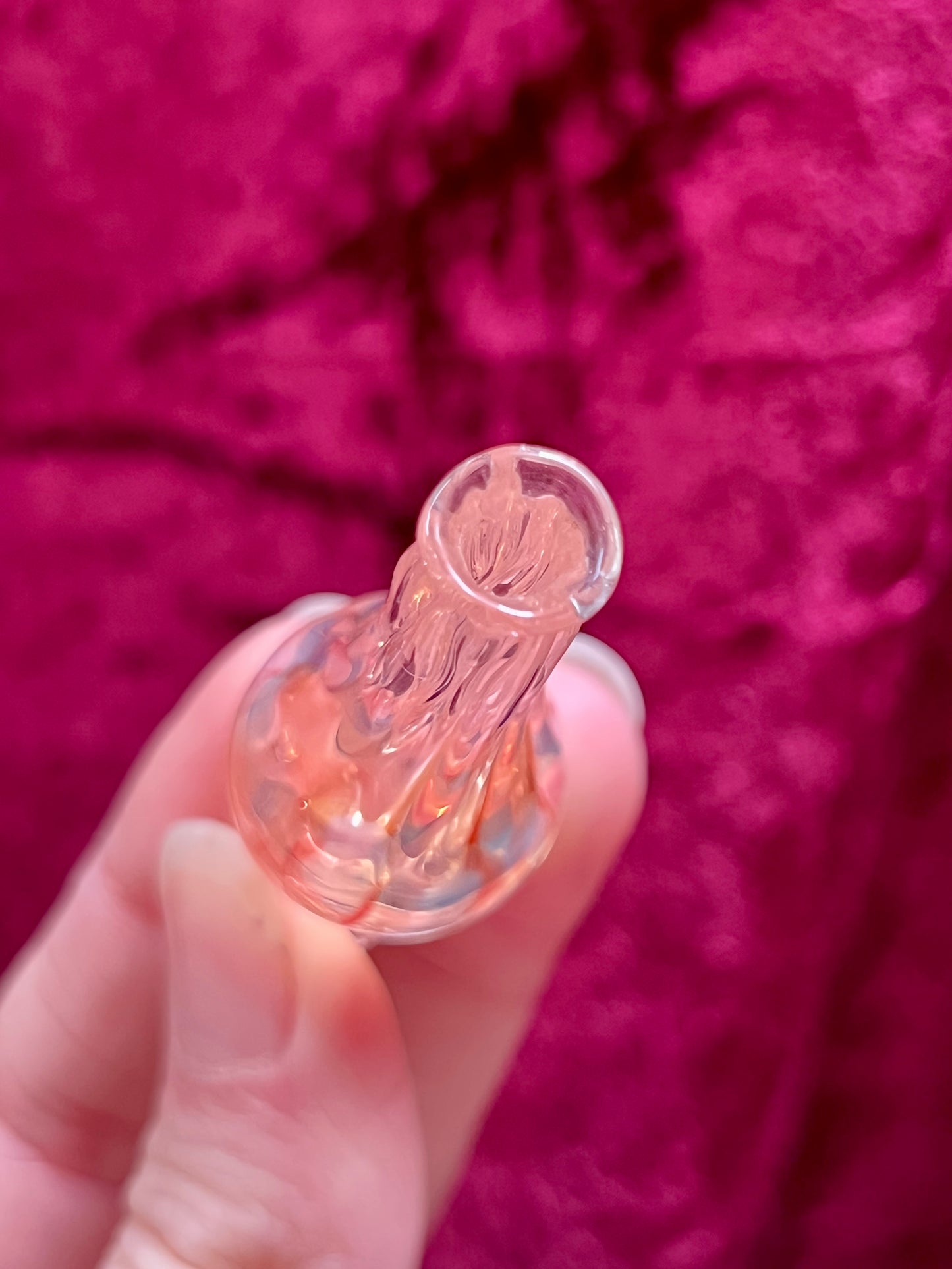 Vintage Miniature Glass Bottle - Handblown Bud Vase - Pink and Blue - 1.75”