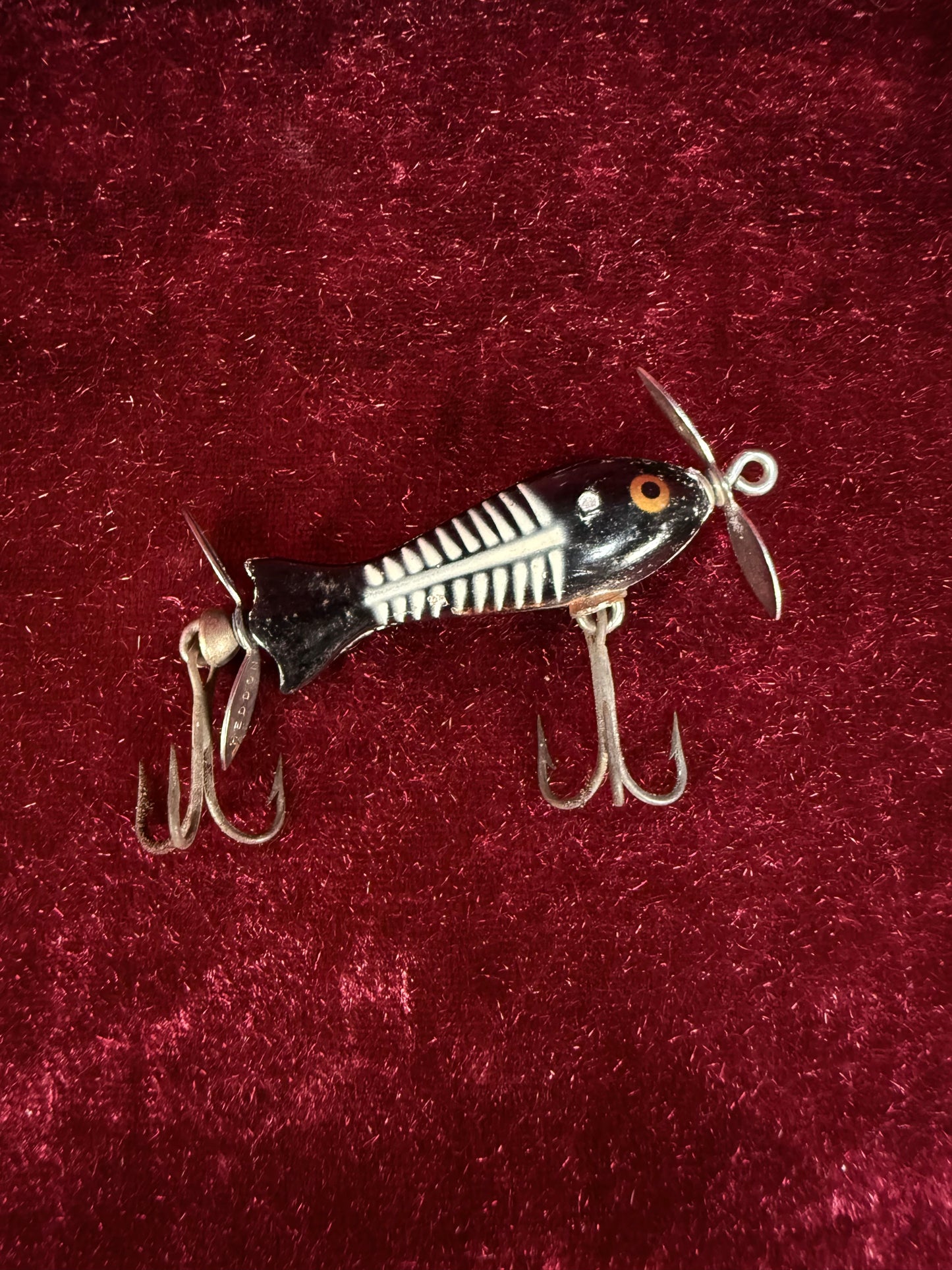 Vintage Wood Fishing Lure – Heddon Tiny Spook Fishbone Pattern