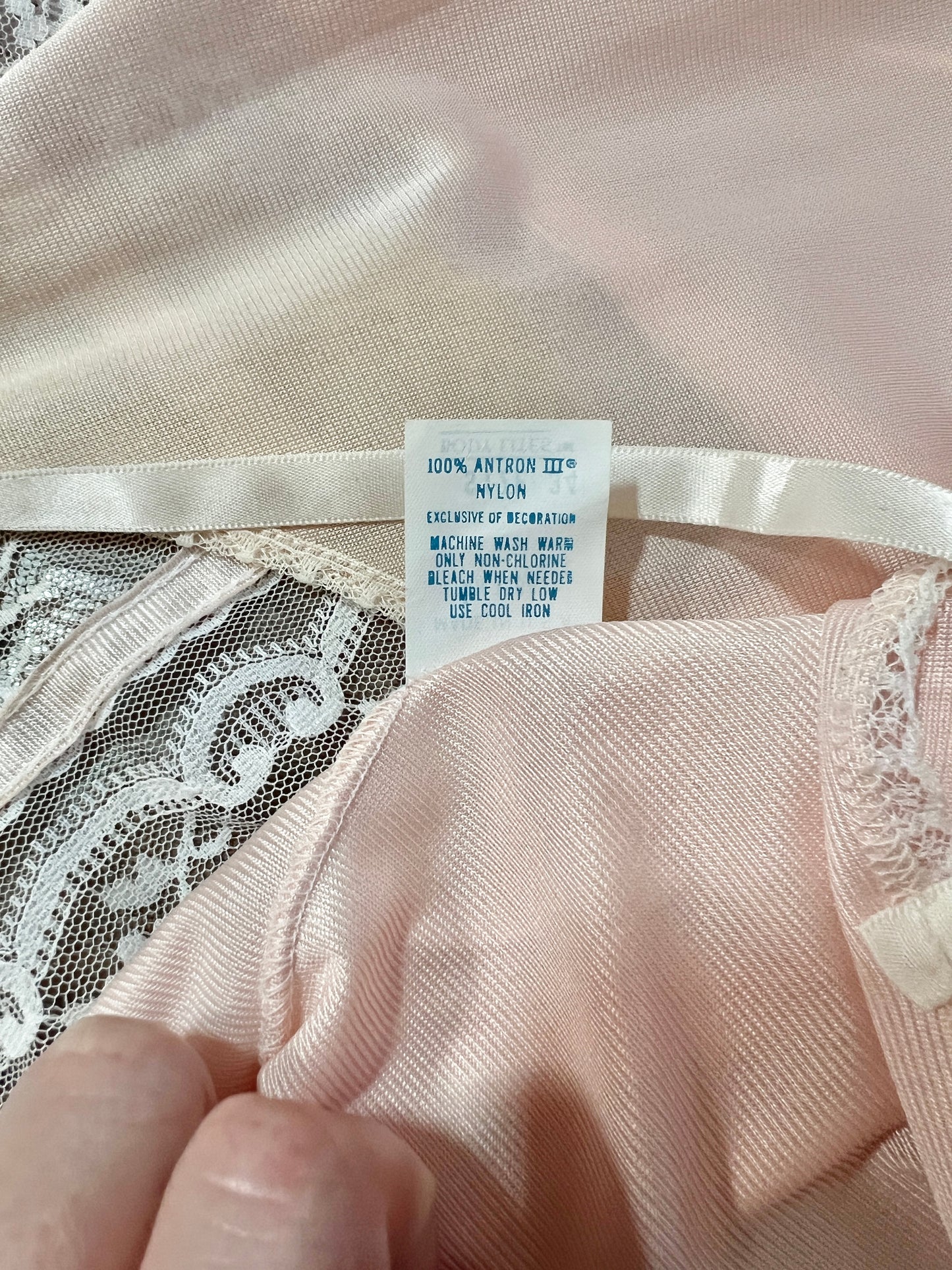 Vintage Silky Dress Slip with  Sheer Lace Yoke - Blush Pink - Body Lites