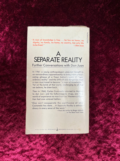 Vintage Paperback Book - A Separate Reality - Carlos Castaneda - Pocket Books 1973