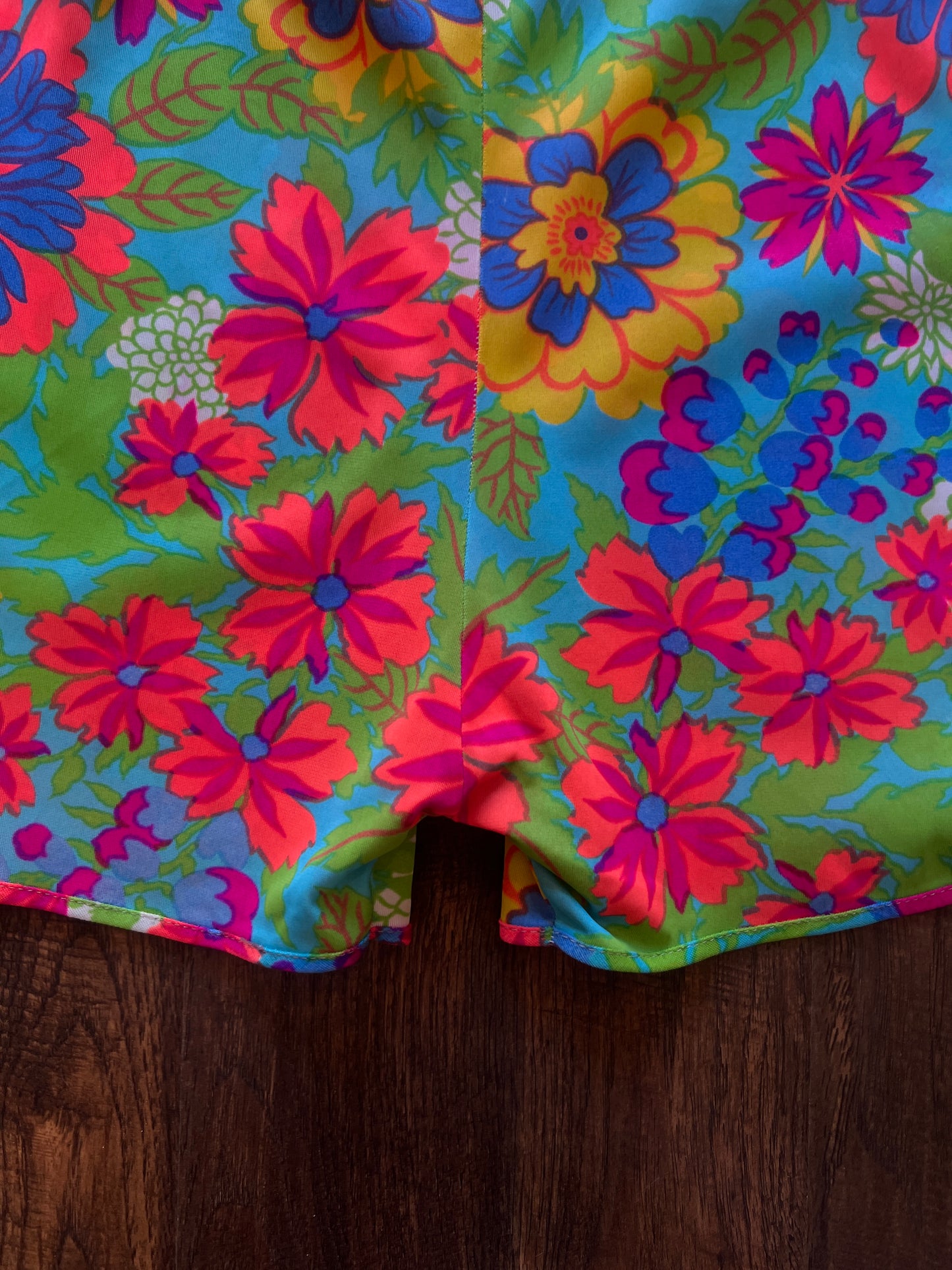 Vintage Handmade Slip Shorts - Psychedelic Floral Print - Small