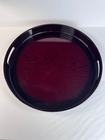 Vintage Japanese Serving Tray - Red Chestnut Wood Finish