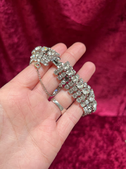 Vintage Jewelry - 5-Row Tennis Bracelet - Round Cut Rhinestones - 7.5"