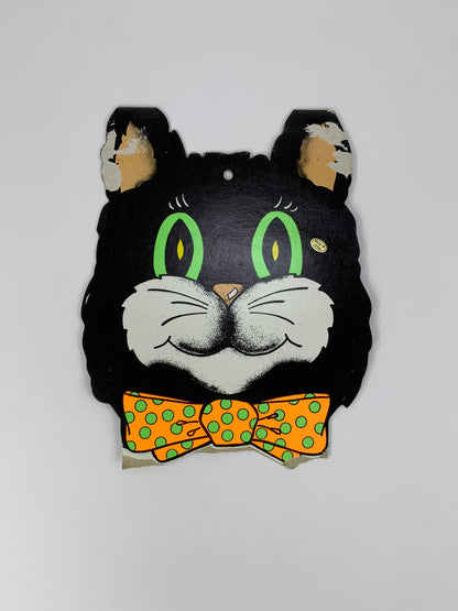 Vintage Halloween Die Cut  - Black Cat Head