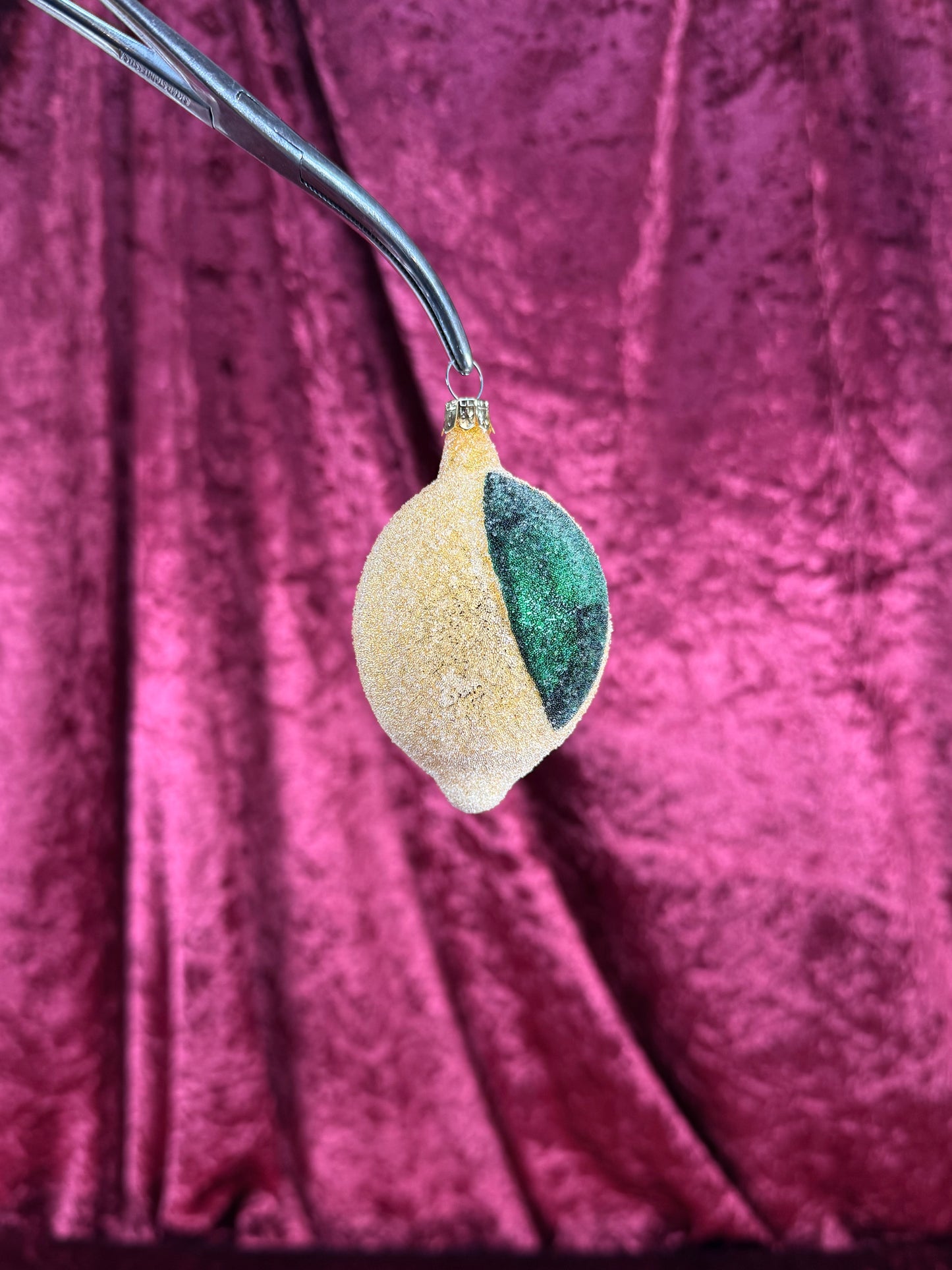 Vintage Christmas - Handblown Glass Ornament - Venetian Dew Lemon - Germany