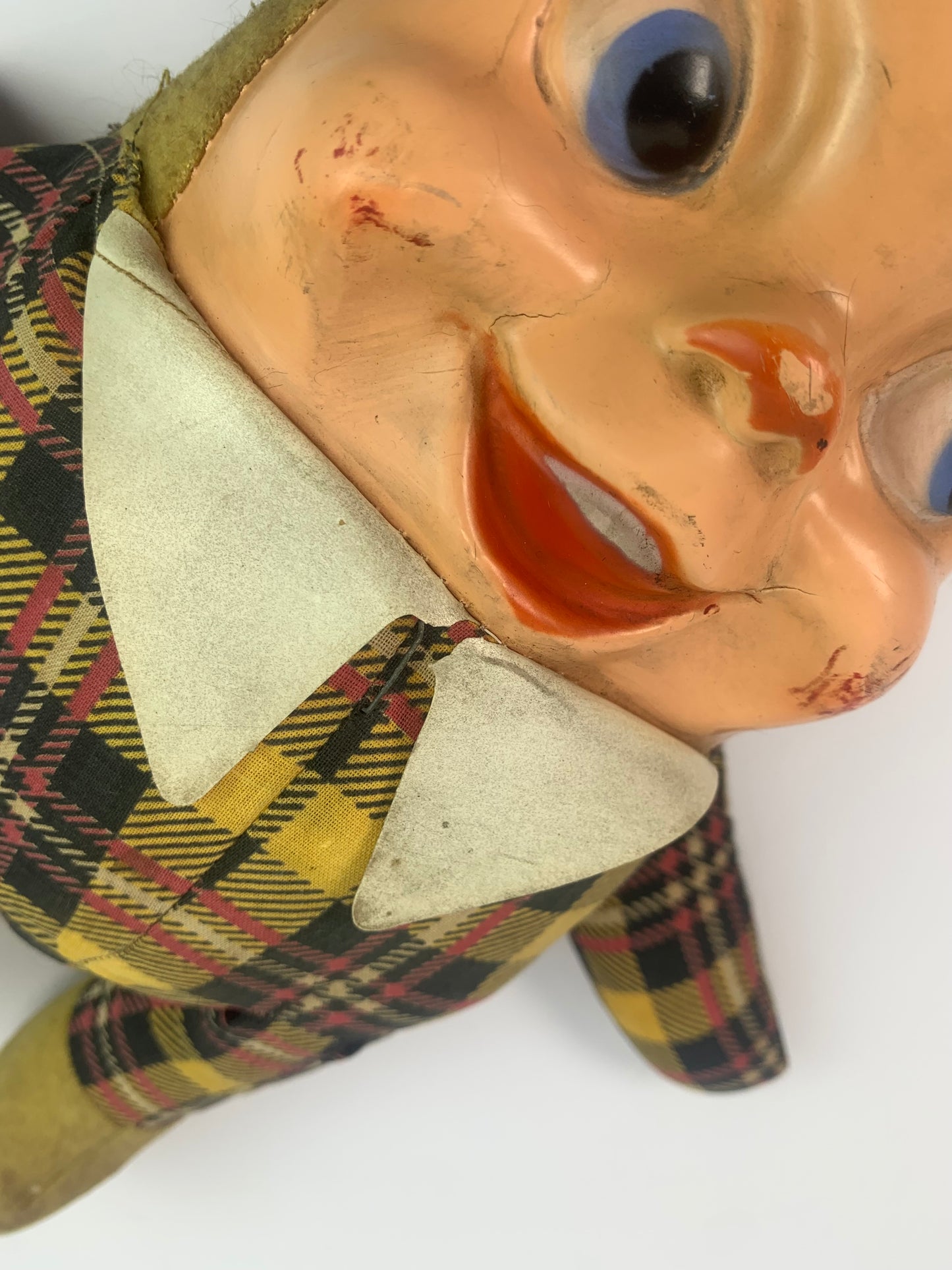 Vintage Toys - Plush Humpty Doll - Celluloid Face - Plaid Body - 1950s