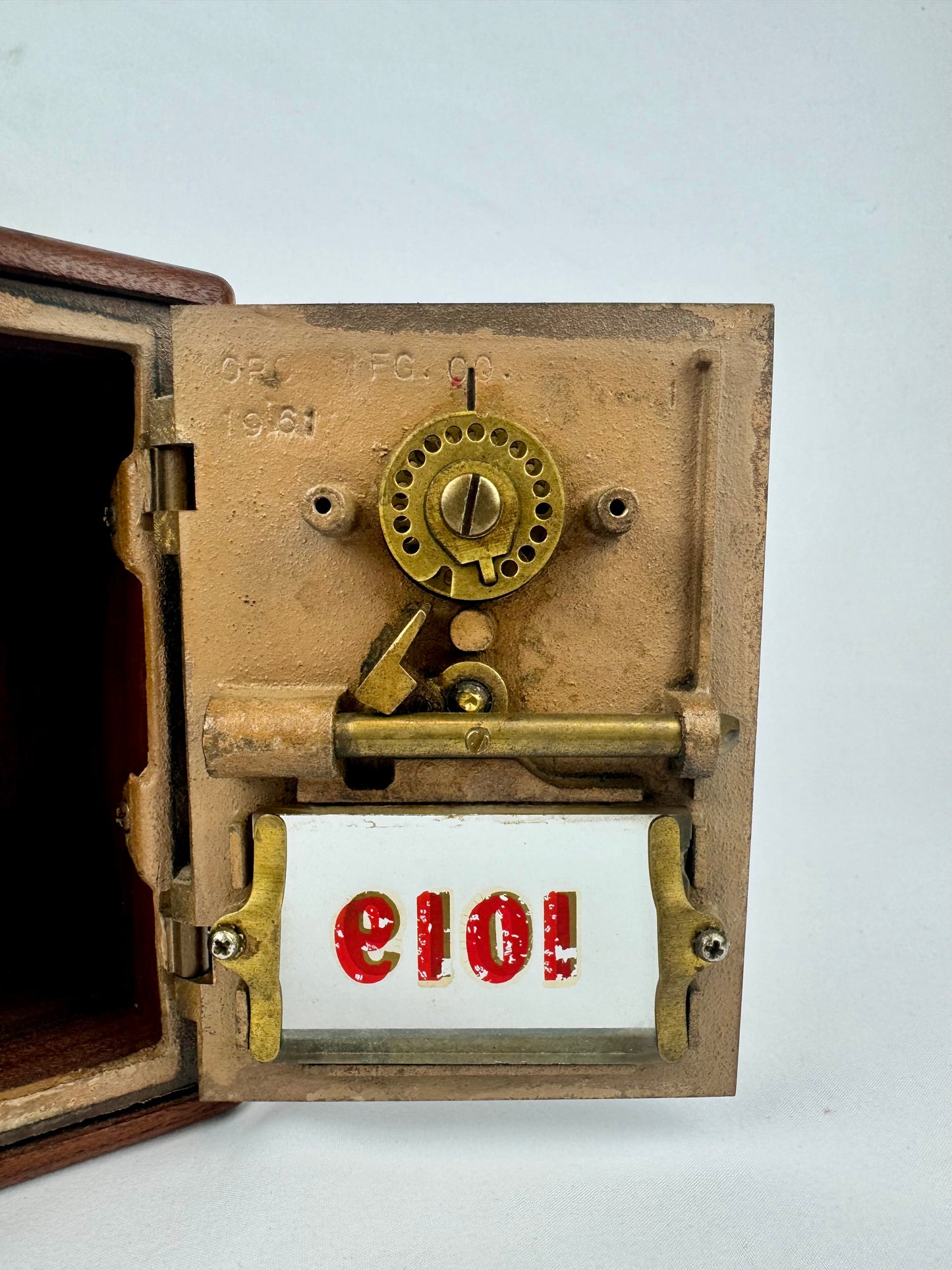 Vintage 1960s Post Office Box Door Coin Bank - #1019