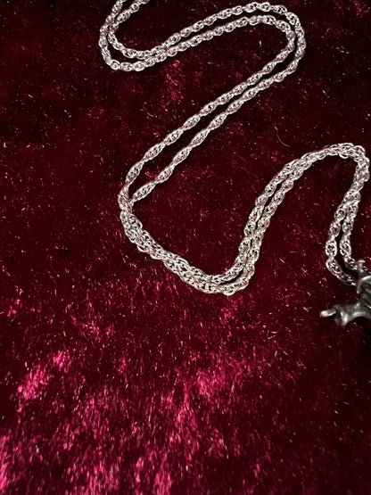 Vintage Silver Tone Wizard Pendant - Renaissance Fantasy Figure Necklace