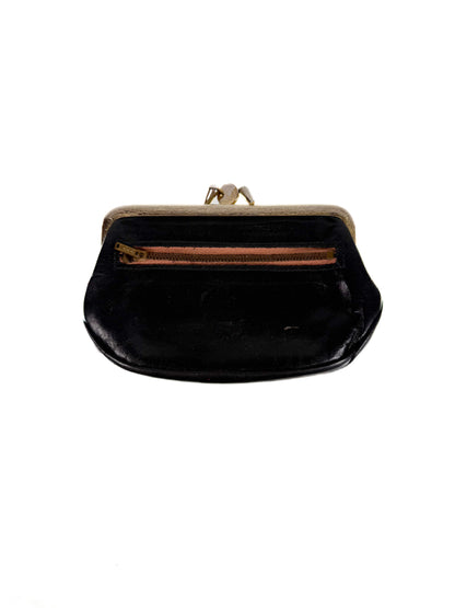 Vintage Wallet - Snap Closure - Two Sides with Side Pocket - Black