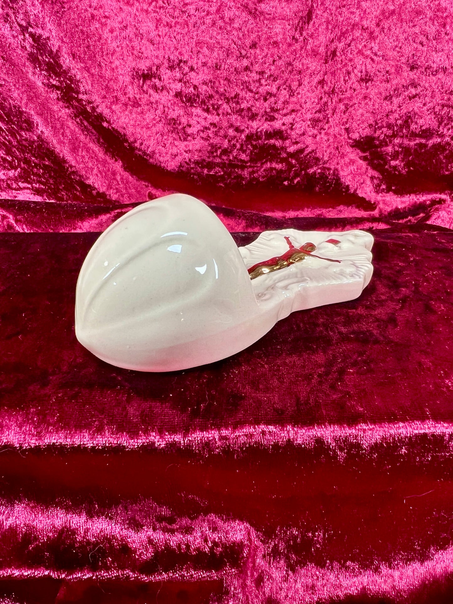 Vintage Religio - Ceramic Holy Water Font - Gold and Cream - USA