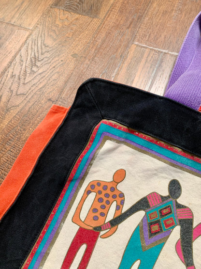 Vintage 1990s Laurel Burch The Art Of Human Being Canvas Tote Bag