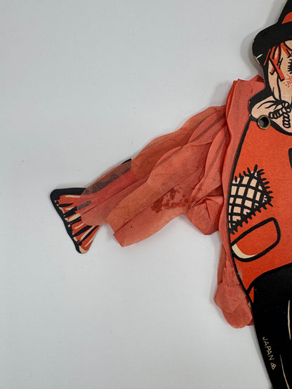 Vintage Paper Decoration | "Winged Scarecrow" w/ Crepe Paper Pop Up Wings | Made in Japan