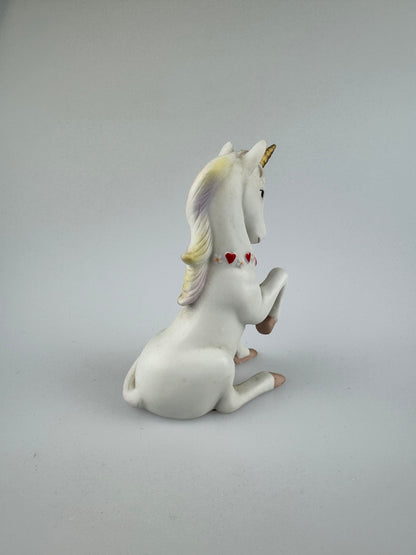 Vintage Lefton Valentine Heart Garland Unicorn Figurine