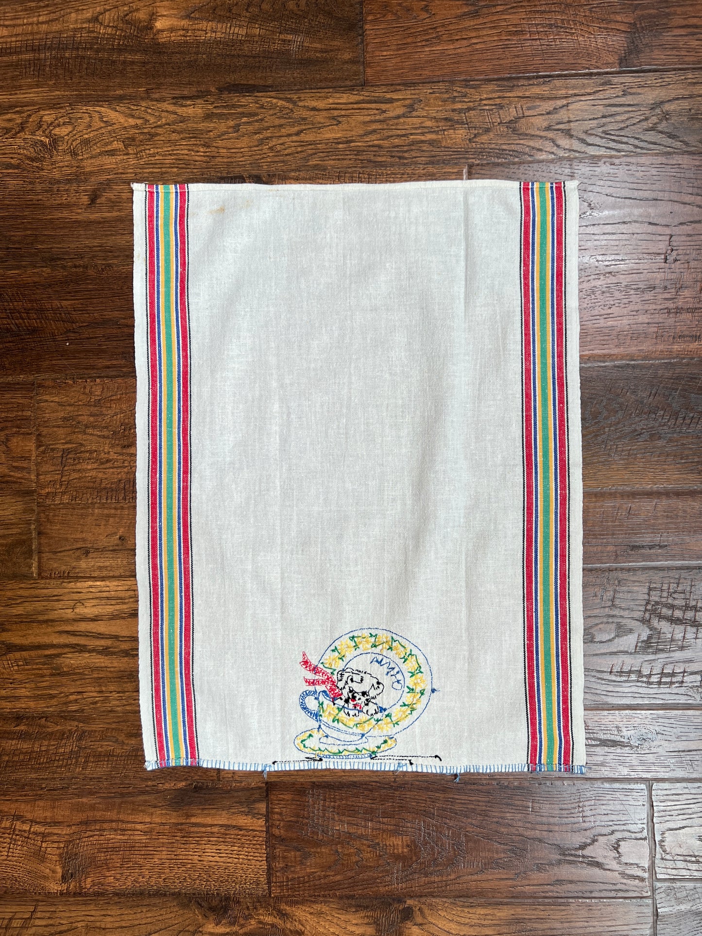 Vintage Linens - Embroidered Napkin Set - China, Silver, and Glasses