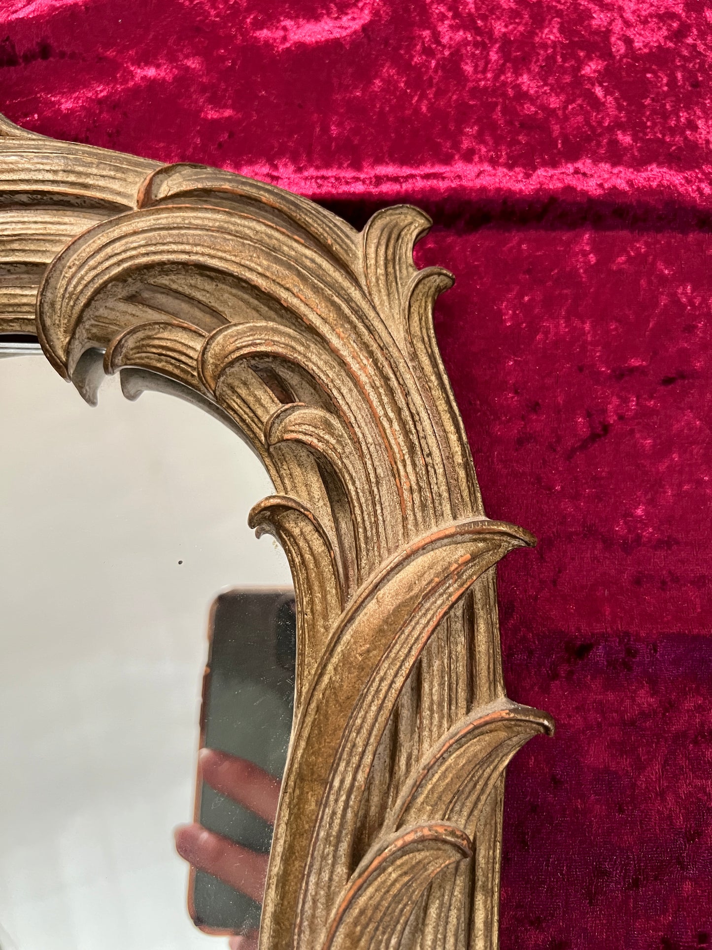 Vintage Syroco Wood Wall Mirror - Ornate Rococo Gold Hued Frame