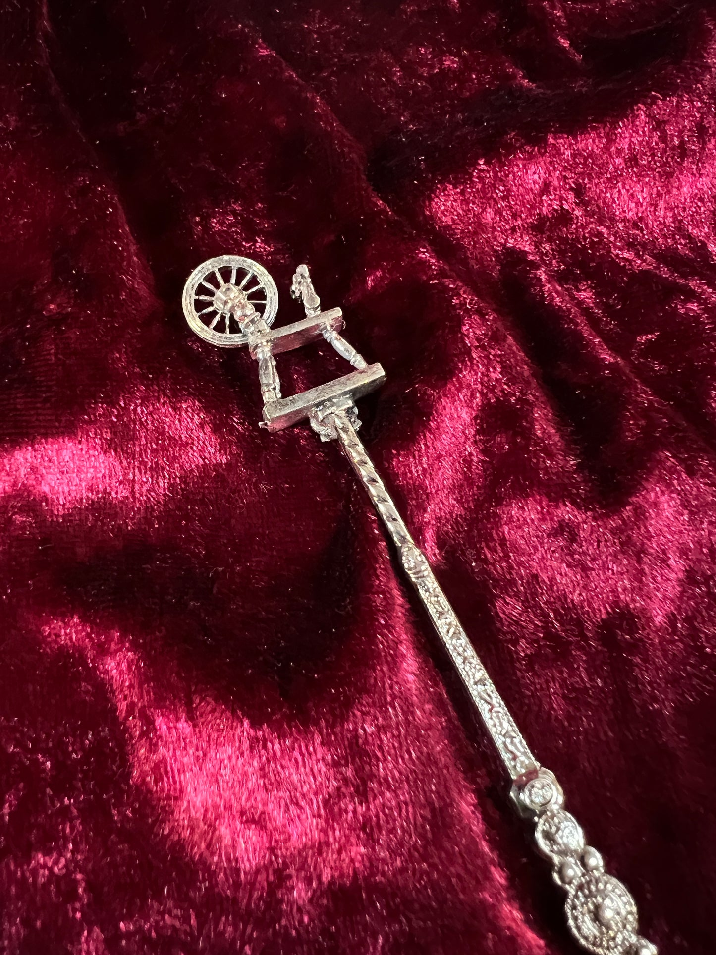 Vintage BW Silver Plated Spoon - Spinning Spindle Wheel Souvenir Collectible