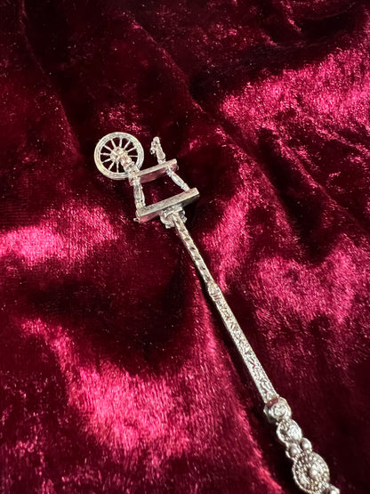 Vintage BW Silver Plated Spoon - Spinning Spindle Wheel Souvenir Collectible
