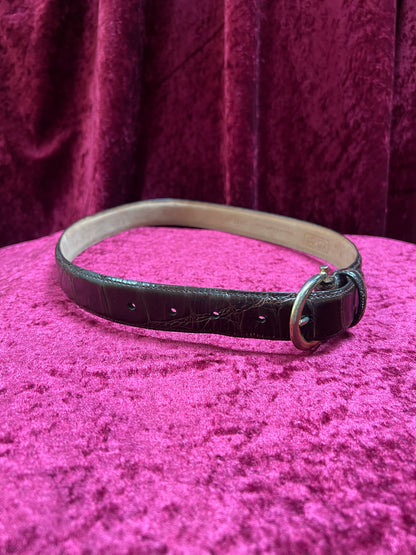 Vintage Genuine Italian Calfskin Belt – Brown Alligator Embossed with Brass Buckle -