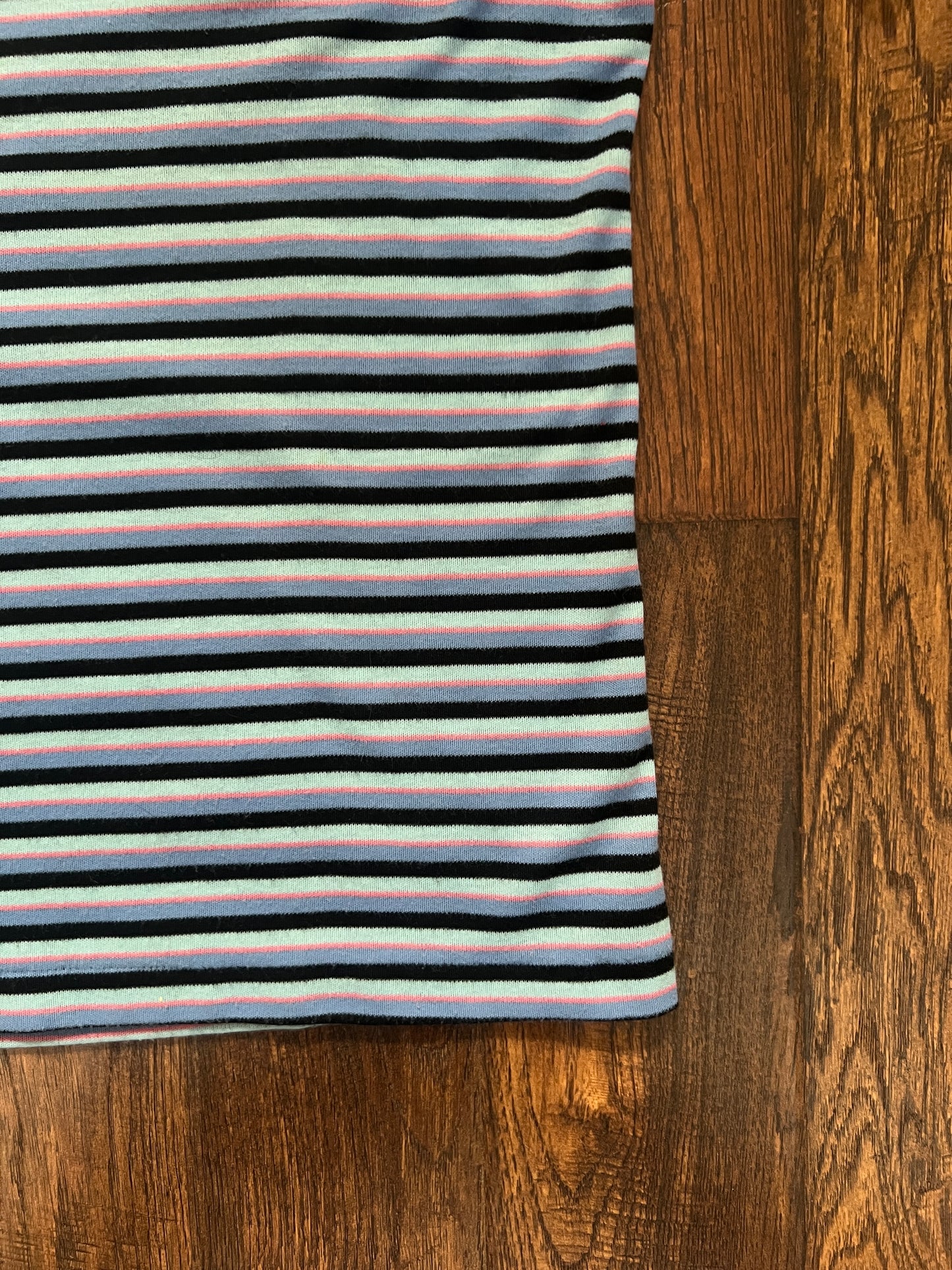 Vintage Yves Saint Laurent Striped Polo Shirt - Blue Black Short Sleeve - Medium