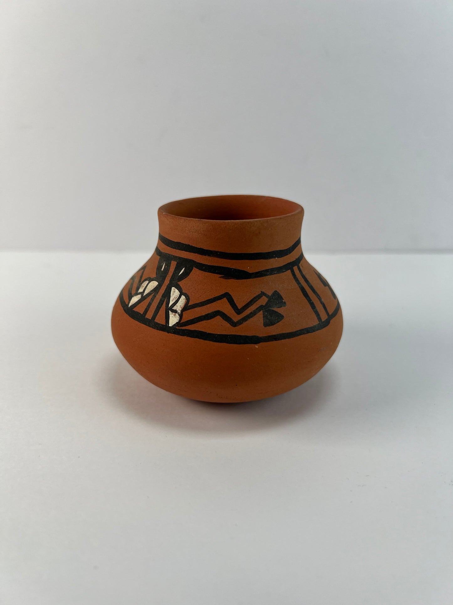 Vintage Native American Pottery - Miniature Terracotta Vase - Signed