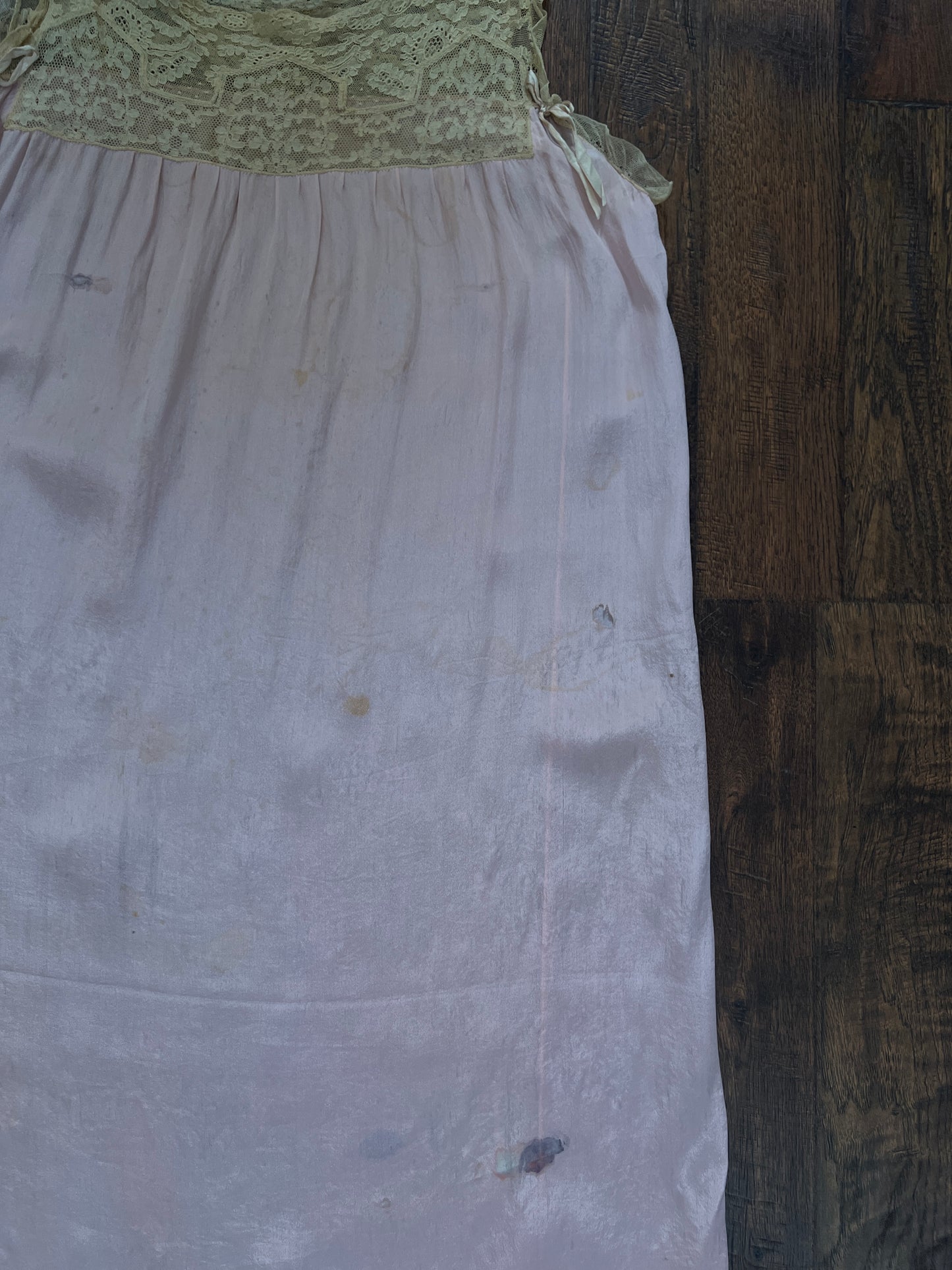 Vintage 1940s Pink Shift Nightgown - Sleeveless Lace Trim Slip Dress - Medium