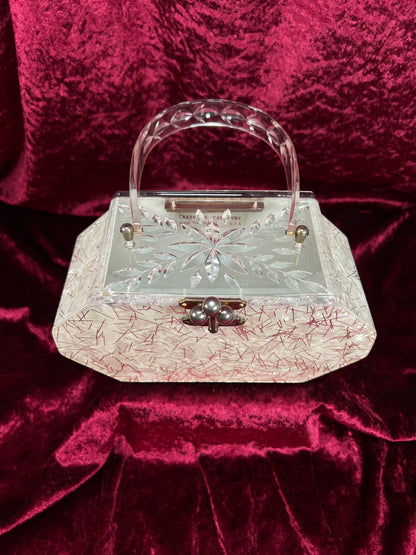 Vintage 1950s Lucite Box Purse – Charles S. Kahn Gold Confetti Clear Handbag