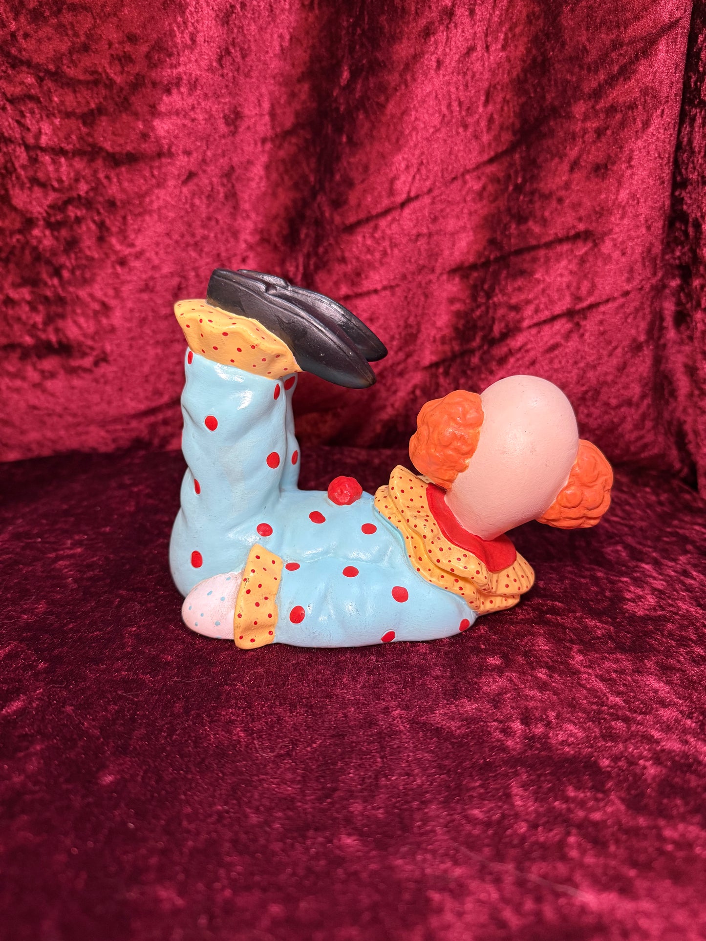Vintage Clown Art - Whimsical Ceramic Figure - Clown with Legs Up