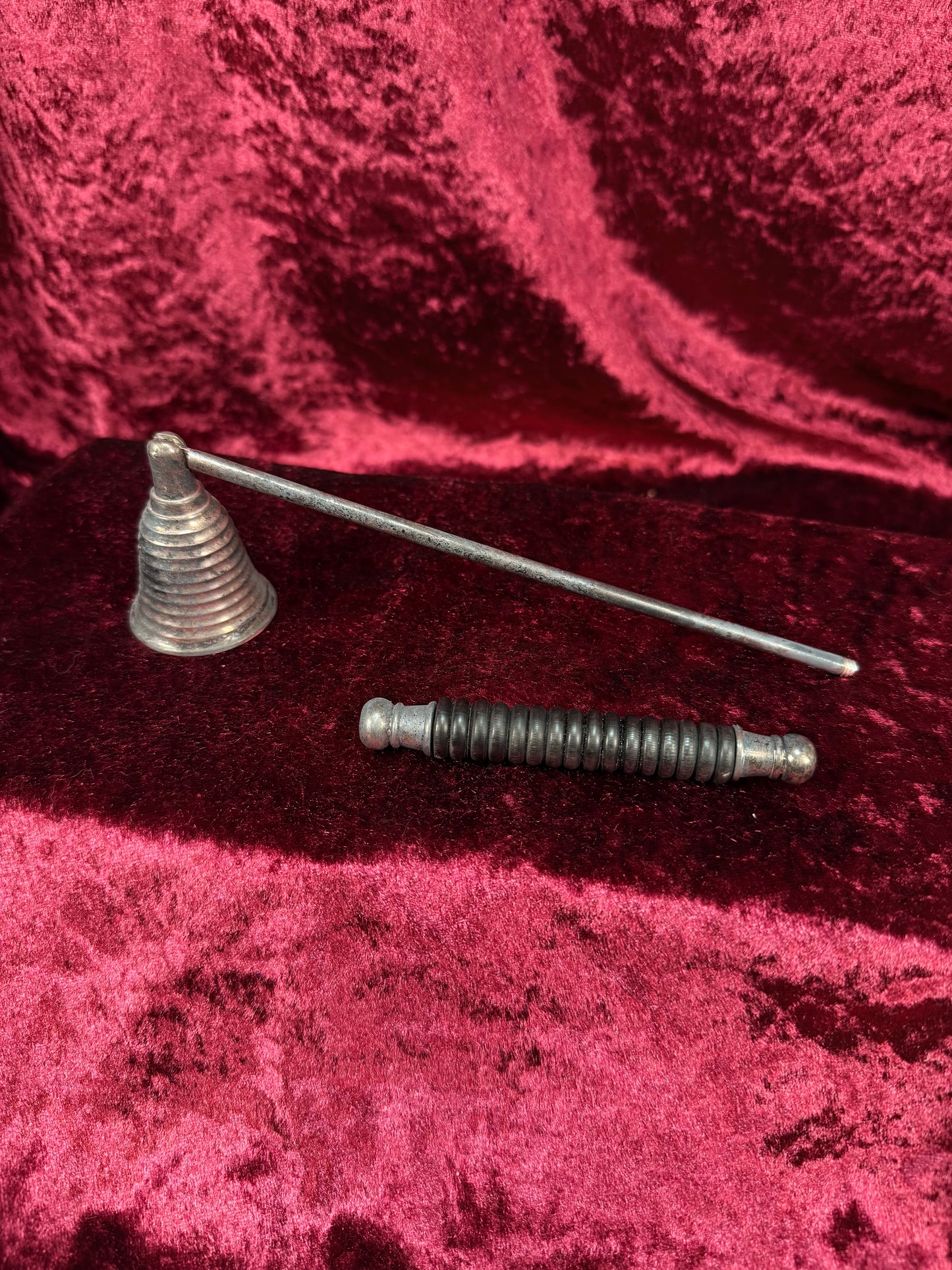 Vintage Metal Candle Snuffer – Ribbed Cone with Removable Handle