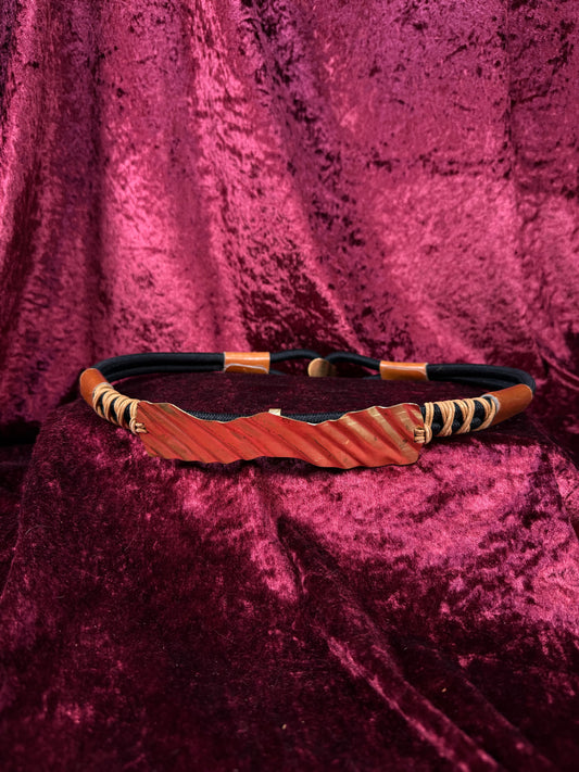 Vintage Brass and Cord Belt – Twisted Sculptural Plate Bohemian Style