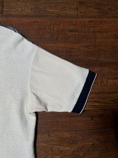 Vintage Pernicci Cotton Polo Shirt – Textured Wave Knit Half Zip – Size X-Large