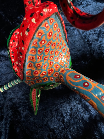 Vintage Paper Mache Alebrije Sculpture – Fantastical Winged Lizard Folk Art