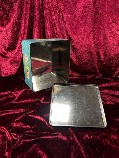 Vintage Metal Tin Box - 1970s Rose Bouquet Floral Keepsake Storage - William Crawford & Sons