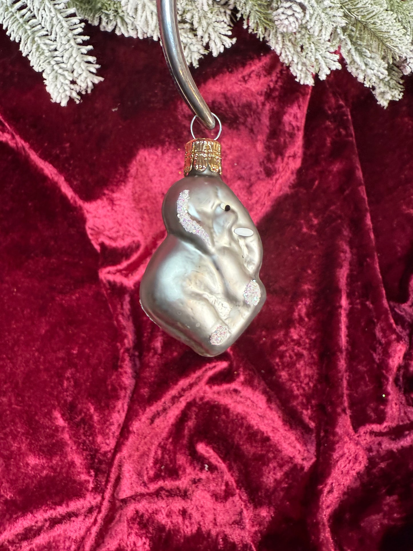 Vintage Christmas - Handblown Glass Ornament - Elephant - Czech Republic