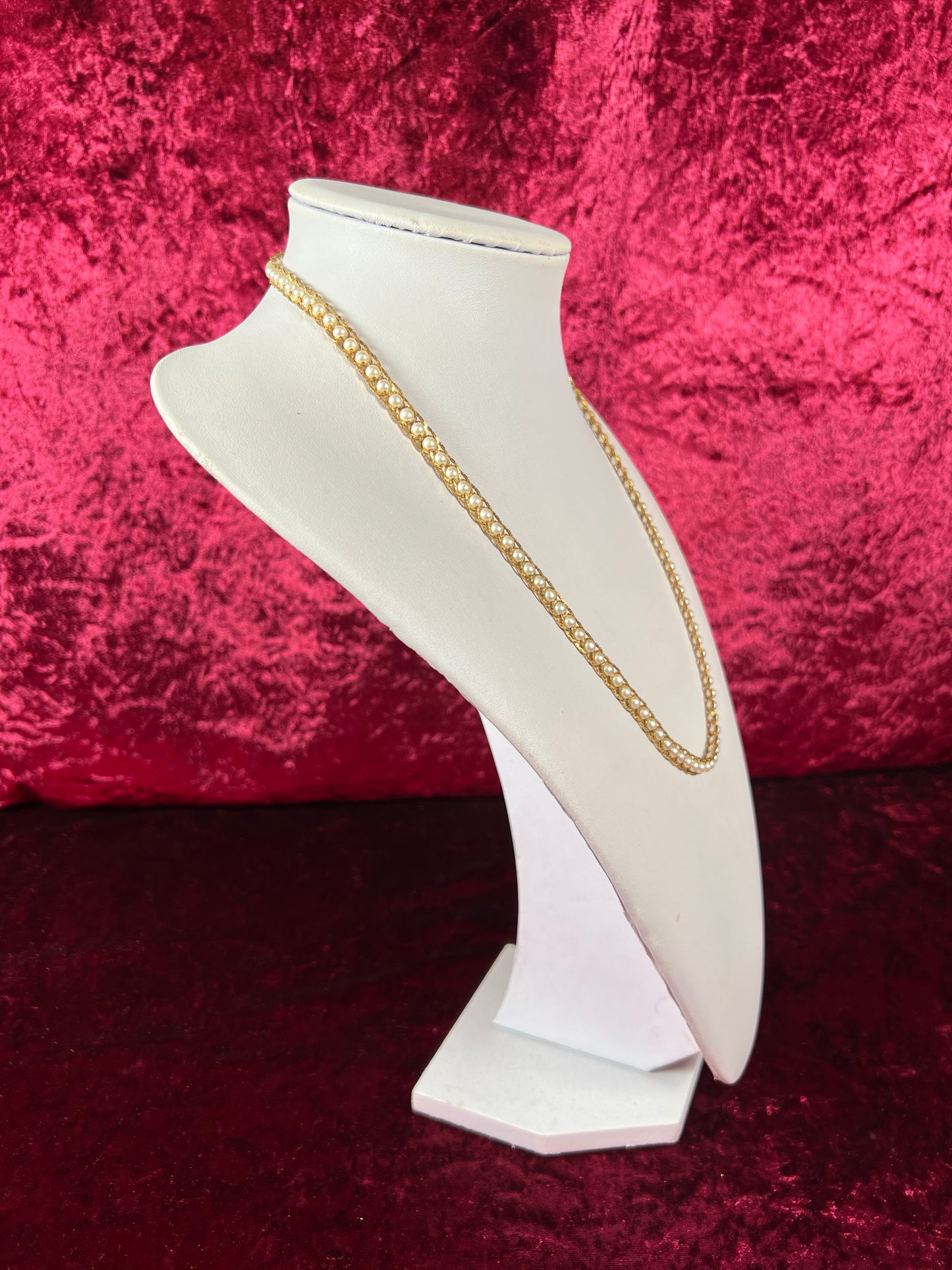 Vintage Jewelry - Necklace - Gold Tone - Braided Pearls - Napier
