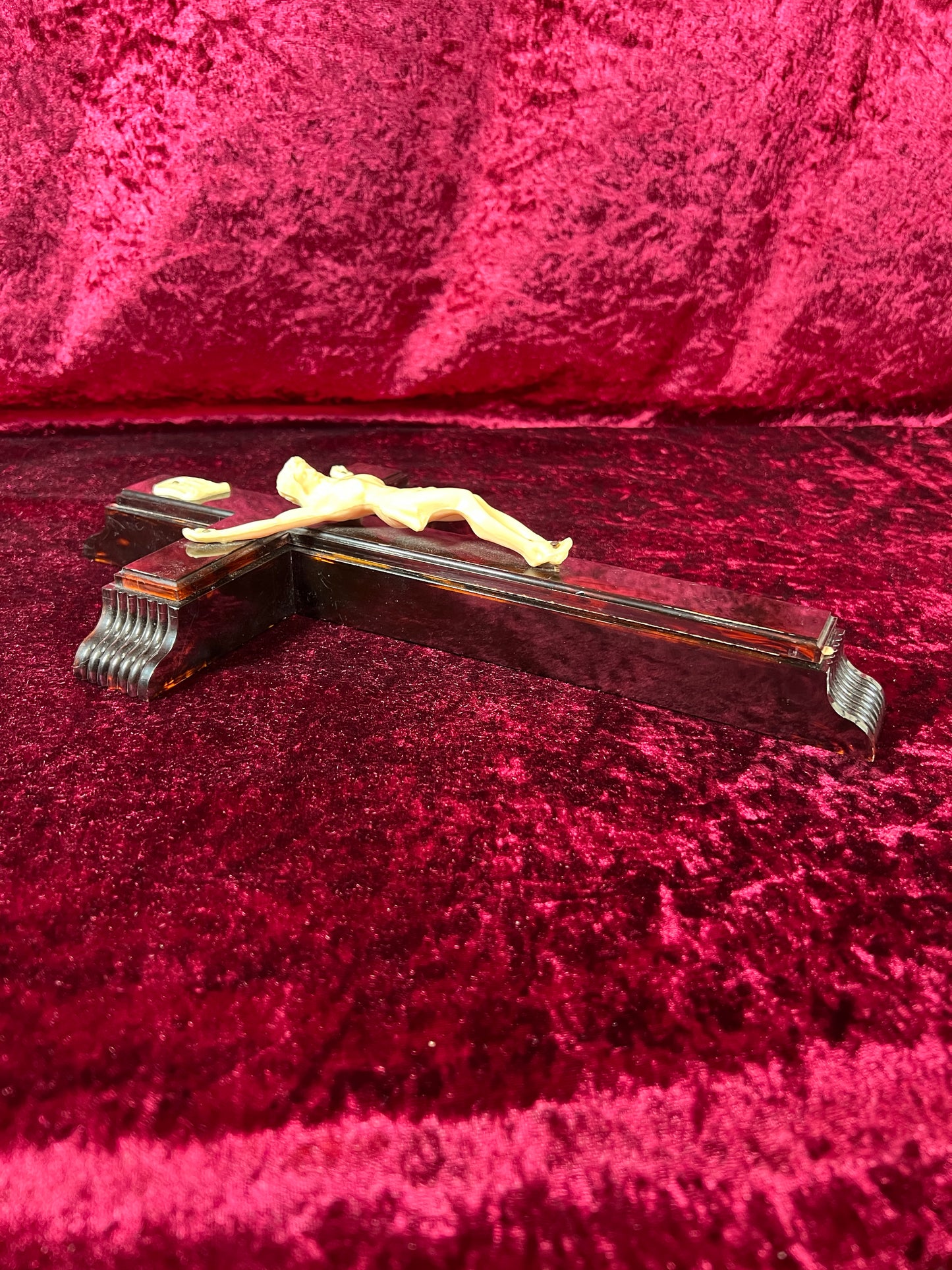 Vintage Religio - Wall Hanging Last Rites Kit - Bakelite Crucifix - 13.75"