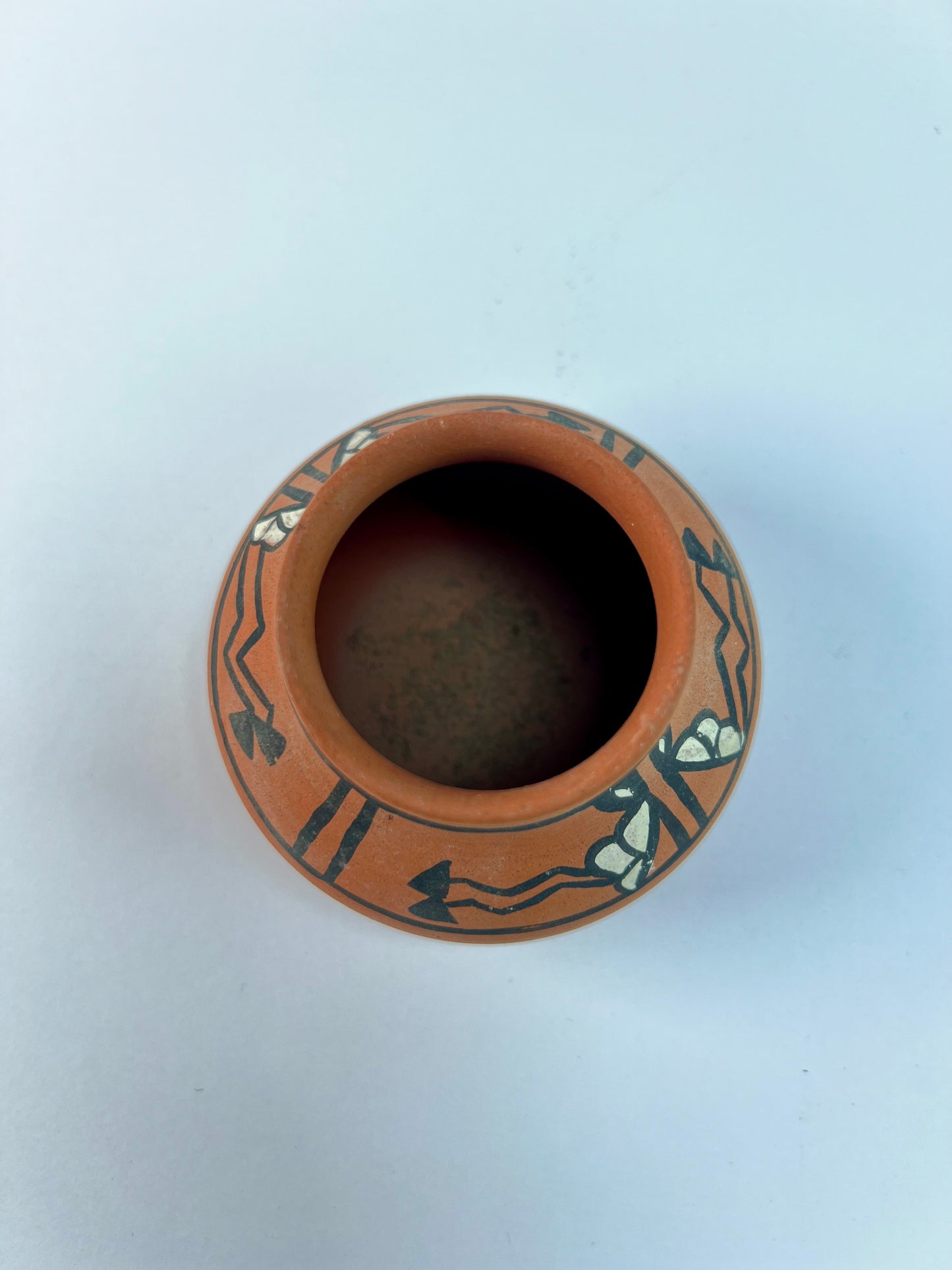 Vintage Native American Pottery - Miniature Terracotta Vase - Signed