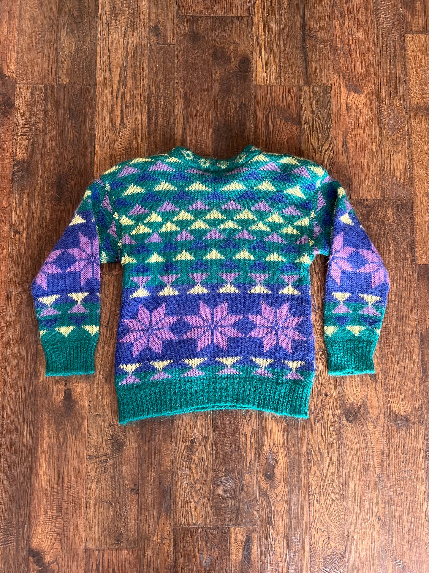 Vintage Clothing - Knit Pullover Sweater - All Over Geometric Pattern  - Gallagher - Small