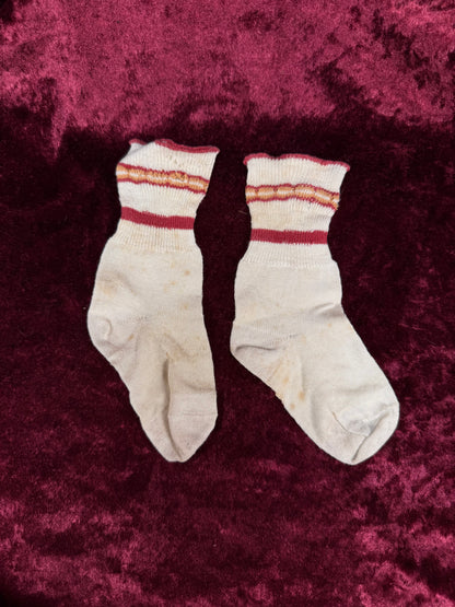 Vintage Cotton Baby Socks – Striped Ribbed Infant Pair