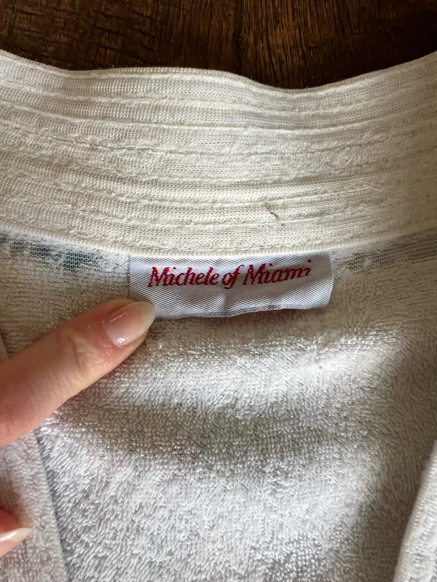 Vintage Clothing - Terrycloth Bath Robe - Blue Rose Clusters - Michele of Miami - Small / Medium